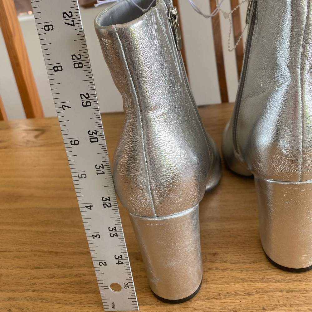 Marc Fisher Silver Metallic Mid Shaft Point Toe Heeled Boots Women’s 11 NWT - Picture 4 of 9